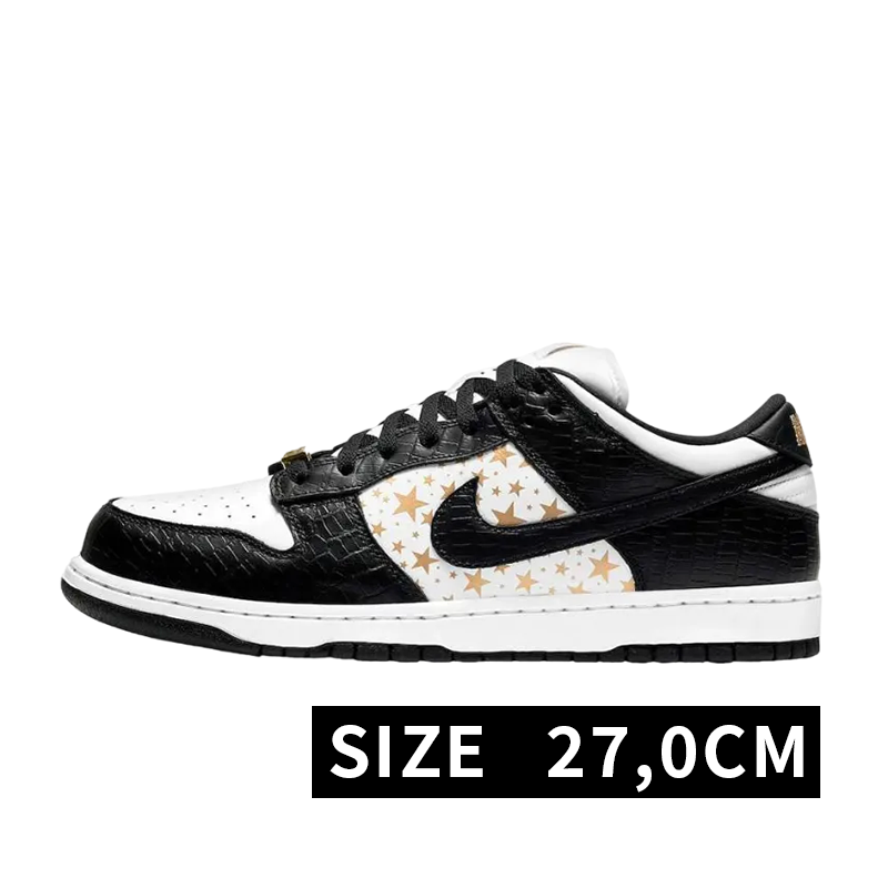 Supreme × Nike SB Dunk Low OG QS Gold Stars "White/Black"